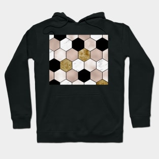 Black rose carat and marble hexagons Hoodie